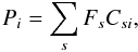 \begin{equation} P_i = \sum_{s} F_s C_{si}, \end{equation}