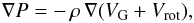 \begin{eqnarray} \label{HSE} \nabla P=-\,\rho \,\nabla(\Vg+\Vrot), \end{eqnarray}