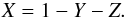 \appendix \setcounter{section}{2} \begin{eqnarray} X=1-Y-Z. \end{eqnarray}