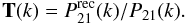\begin{equation} \TrF(k) = P_{21}^{\rm rec}(k) / P_{21}(k) . \end{equation}
