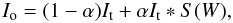 \begin{equation} \label{eq:Stray} I_{\rm o}=(1-\alpha) I_{\rm t} + \alpha I_{\rm t} * S(W) , \end{equation}