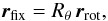 \begin{equation} \label{chgmtRep} \r_{\text{fix}}=R_{\theta} \, \r_{\text{rot}}, \end{equation}