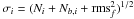 \hbox{$\sigma_i=(N_i+N_{b,i}+{\rm rms}_f^2)^{1/2}$}