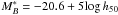 \hbox{$M_B^*=-20.6+5{\rm log}\, h_{50}$}