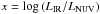 Mathematical equation: \hbox{$x=\log{\left(L_{\rm IR}/L_{\rm NUV}\right)}$}