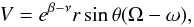 Mathematical equation: \begin{equation} V = e^{\beta-\nu}r\sin\theta (\Omega-\omega), \end{equation}