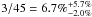 Mathematical equation: \hbox{$3/45 = 6.7\%_{-2.0\%}^{+5.7\%}$}