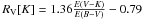 Mathematical equation: \hbox{$R_{\rm V}[K] = 1.36 \frac{E(V-K)}{E(B-V)} - 0.79$}