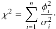 Mathematical equation: \begin{equation} \chi^2 = \sum_{i=1}^n \frac{\closure^2_i}{\sigma_i^2}\cdot \end{equation}