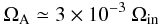 Mathematical equation: \begin{eqnarray} \Omega_{\rm A} \simeq 3\times 10^{-3}\ \Omega_{\rm in} \label{seed} \end{eqnarray}