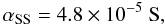 Mathematical equation: \begin{equation} \alpha_{\rm SS}= 4.8 \times 10^{-5}\ {\rm S}, \label{alfs1} \end{equation}