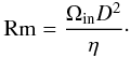 Mathematical equation: \begin{eqnarray} {\rm Rm}=\frac{\Om_{\rm in} D^2}{\eta}\cdot \label{Rey} \end{eqnarray}