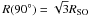 Mathematical equation: \hbox{$R(90^\circ) = \sqrt{3} R_{\rm SO}$}