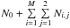 Mathematical equation: \hbox{$N_0 + \sum_{i=1}^{M}\limits\sum_{j=1}^{2}\limits N_{i,j}$}