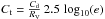 Mathematical equation: \hbox{$C_{\rm t}=\frac{C_{\rm d}}{R_{\rm V}}\,2.5\,\log_{10}(e)$}