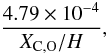 Mathematical equation: $$ \frac{4.79 \times 10^{-4}}{ X_{\rm C,O}/H}, $$