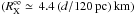 Mathematical equation: \hbox{$(R_{\rm X}^\infty\simeq\,4.4\,(d/120\,\rm pc)\,\rm km)$}