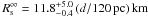 Mathematical equation: \hbox{$R_{\rm s}^\infty=11.8_{-0.4}^{+5.0}\,(d/120\,\rm pc)\,km$}