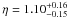 Mathematical equation: \hbox{$\eta= 1.10^{+0.16}_{-0.15}$}