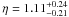 Mathematical equation: \hbox{$\eta=1.11_{-0.21}^{+0.24}$}