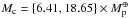 Mathematical equation: \hbox{${M_{\rm c} = \{6.41, 18.65\} \times M_{\rm p}^{\mcal\Phi}}$}