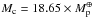 Mathematical equation: \hbox{${M_{\rm c} = 18.65 \times M_{\rm p}^{\mcal\Phi}}$}