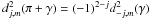 Mathematical equation: \hbox{$d_{j,m}^{2}(\pi+\gamma) = (-1)^{2-j} d_{-j,m}^{2}(\gamma)$}
