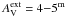 Mathematical equation: \hbox{$A_{\rm V}^{\rm ext}=4{-}5^{\rm m}$}