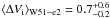 Mathematical equation: \hbox{$\langle\Delta V_{\rm{i}}\rangle_{\rm{W51-e2}}=0.7^{+0.6}_{-0.2}$}