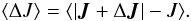 Mathematical equation: \begin{equation} \label{delJ0a} \langle \Delta J \rangle = \langle |\vec J + \Delta \vec J| - J \rangle. \end{equation}