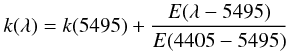Mathematical equation: \begin{equation} \kl = k(5495) + \frac{E(\lambda - 5495)}{\ebv} \end{equation}