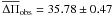 Mathematical equation: \hbox{$\overline{\Delta \Pi}_{\rm obs}= 35.78 \pm 0.47$}