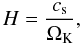 Mathematical equation: \begin{equation} \label{eq:height} H = \frac{c_\mathrm{s}}{\Omega_\mathrm{K}} , \end{equation}