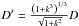 \hbox{$D' = \frac{\left( 1+k^3 \right)^{1/3}}{\sqrt{1+k^2}} D$}