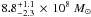 Mathematical equation: \hbox{$8.8^{+1.1}_{-2.3} \,\times\,10^{8}~M_\odot$}