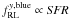 Mathematical equation: \hbox{$f^{y,{\rm blue}}_{\rm RL} \propto {\it SFR}$}