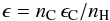 Mathematical equation: $$ \epsilon=n_{\rm C}\,\epsilon_{\rm C}/n_{\rm H} $$