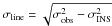 Mathematical equation: \hbox{$\sigma_{\rm line} = \sqrt{\sigma_{\rm obs}^2 - \sigma_{\rm INS}^2}$}