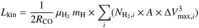 Mathematical equation: \begin{equation} \dot{M}=\frac{M_{\rm outflow}}{t_{\rm{dyn}}}\cdot \end{equation}