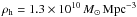 Mathematical equation: \hbox{$\rho{}_{\rm h}=1.3\times{}10^{10}\,{}{M}_\odot{}\,{}{\rm Mpc}^{-3}$}