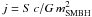 Mathematical equation: \hbox{$j=S\,c/G\,m_{\rm SMBH}^2$}