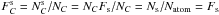 Mathematical equation: \hbox{$F_C^{\rm s} = N_C^{\rm s}/N_C = N_C F_{\rm s} / N_C = N_{\rm s}/N_{\rm atom} = F_{\rm s}$}