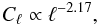 Mathematical equation: \begin{equation} C_\ell\propto\ell^{-2.17}, \label{eq:Clfit} \end{equation}