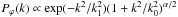 Mathematical equation: \hbox{$P_\varphi(k)\propto\exp (-k^2/k_1^2 ) (1+k^2/k_0^2 )^{\alpha/2}$}