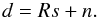 Mathematical equation: \begin{equation} d=Rs+n. \end{equation}