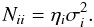 Mathematical equation: \begin{equation} N_{ii}=\eta_i\sigma_i^2. \end{equation}