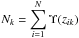 Mathematical equation: \hbox{$N_k=\displaystyle \sum_{i=1}^N\Upsilon(z_{ik})$}