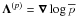 Mathematical equation: \hbox{$\mathbf{\boldsymbol{\Lambda}}^{(p)}=\boldsymbol{\nabla}\log\overline{p}\,$}