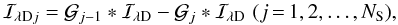 Mathematical equation: \begin{equation} \mathcal{I}_{{\!\lambda}{\rm D}{j}} = \mathcal{G}_{j-1} * \mathcal{I}_{{\!\lambda}{\rm D}} - \mathcal{G}_{j} * \mathcal{I}_{{\!\lambda}{\rm D}} \,\,(j{\,=\,}1, 2,\dots, N_{\rm S}), \label{successive.unsharp.masking} \end{equation}