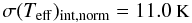 Mathematical equation: \begin{equation*} {\footnotesize \sigma(T_{{\rm eff}})_{\rm int,norm}= 11.0 \text{~K}} \\ \end{equation*}